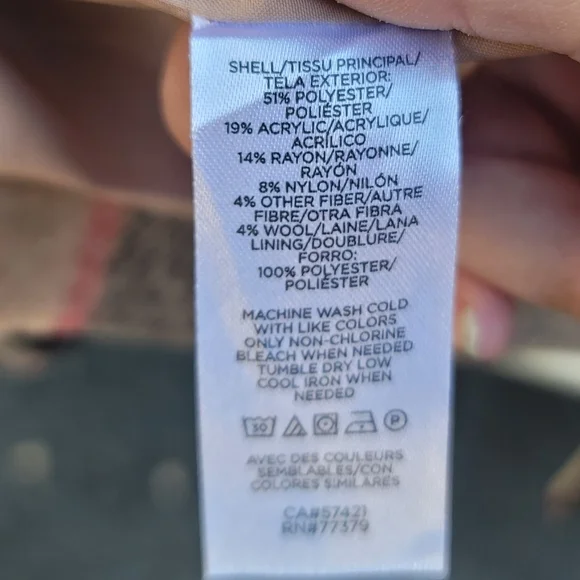 Ann Taylor Buffalo Plaid Wool Belted Shawl Collar Coat - Picture 7 of 7